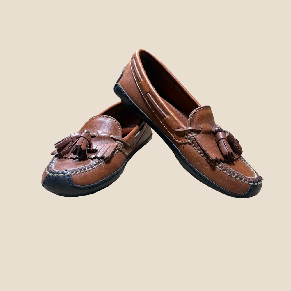 Cole Haan Country Mens Brown Leather Kiltie Tassel Driving Loafers F3651 Size 6M